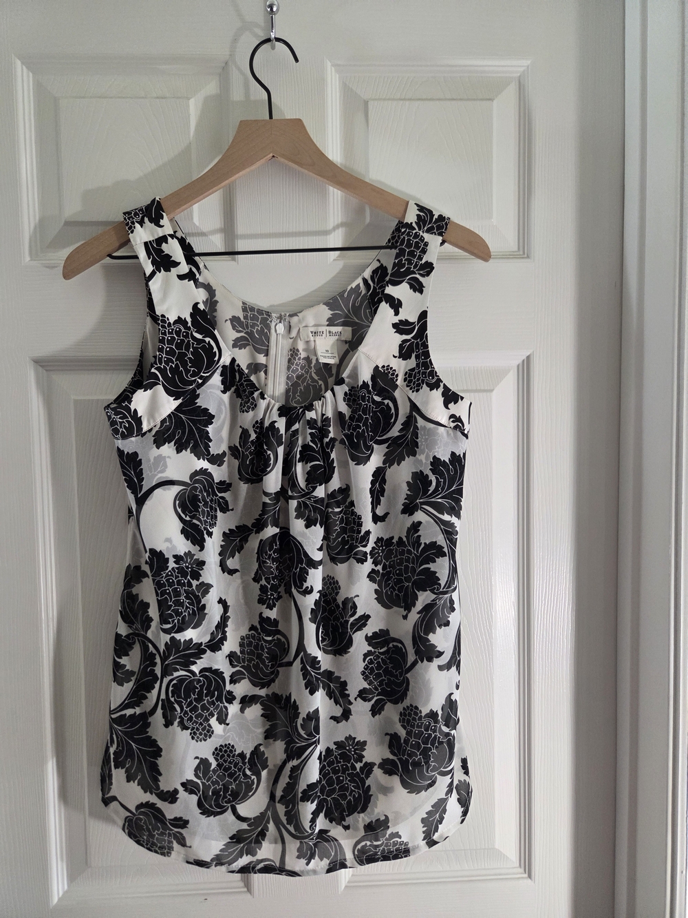 White House Black Market Black and White Floral Tank Top